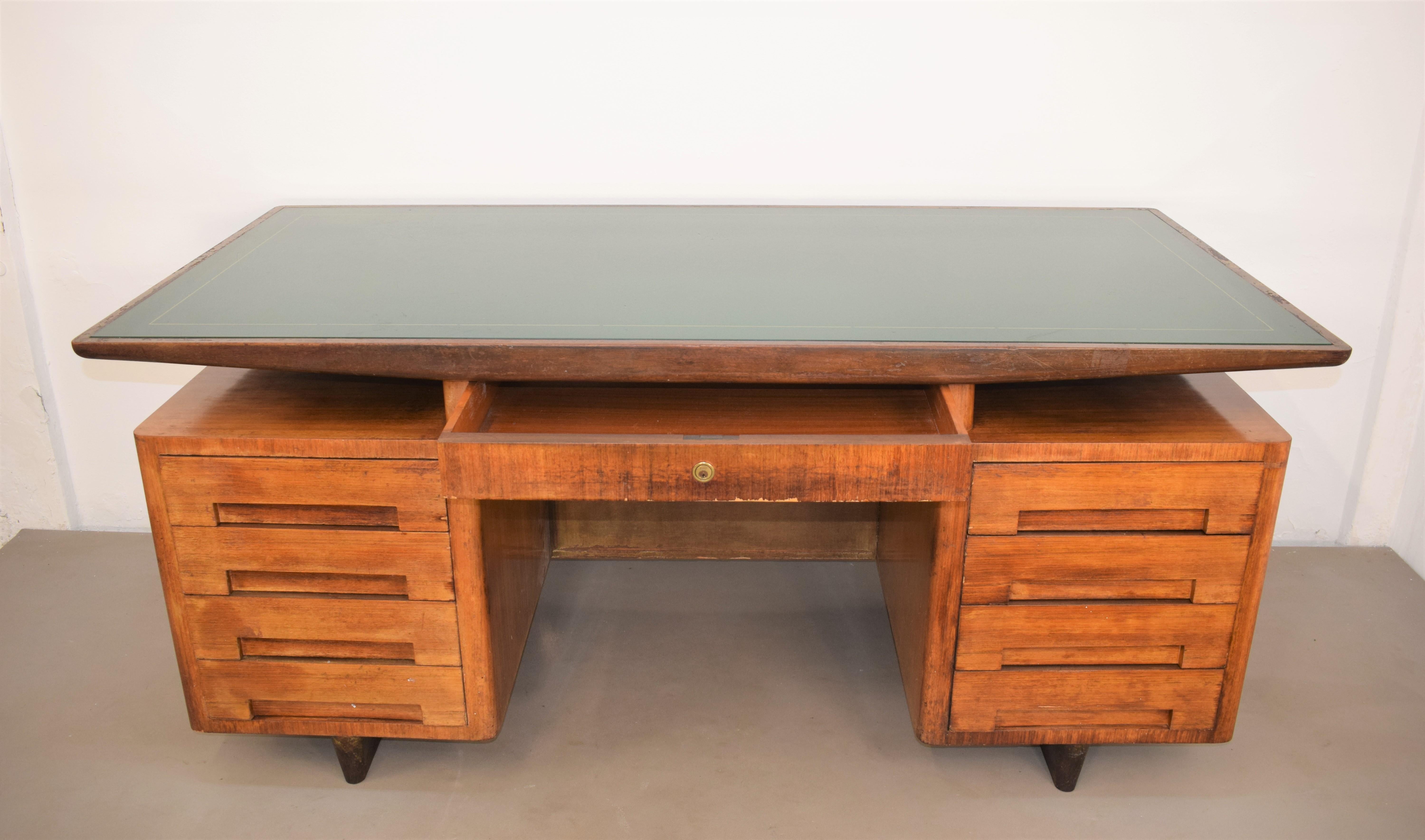Glass Italian Desk by Gio Ponti Attributed, 1950s For Sale