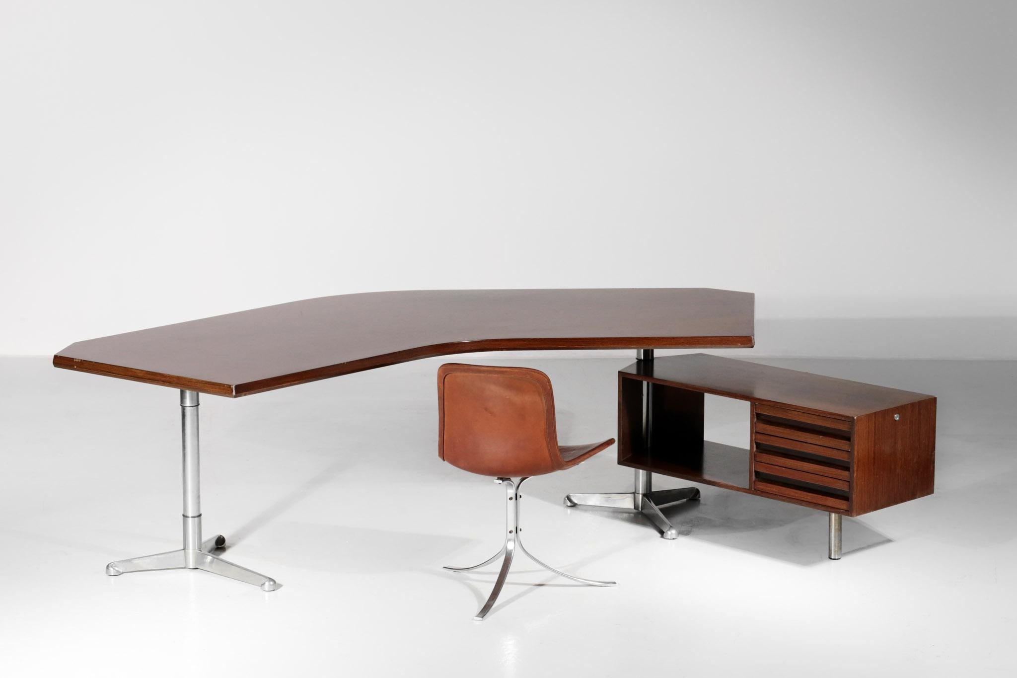 Italian Desk by Osvaldo Borsani for Tecno Midcentury Design T96 Boomerang 1950s In Good Condition In Lyon, FR