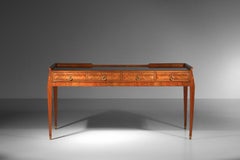 Escritorio italiano de Paolo Buffa años 60 marquetería de madera y losa de cristal