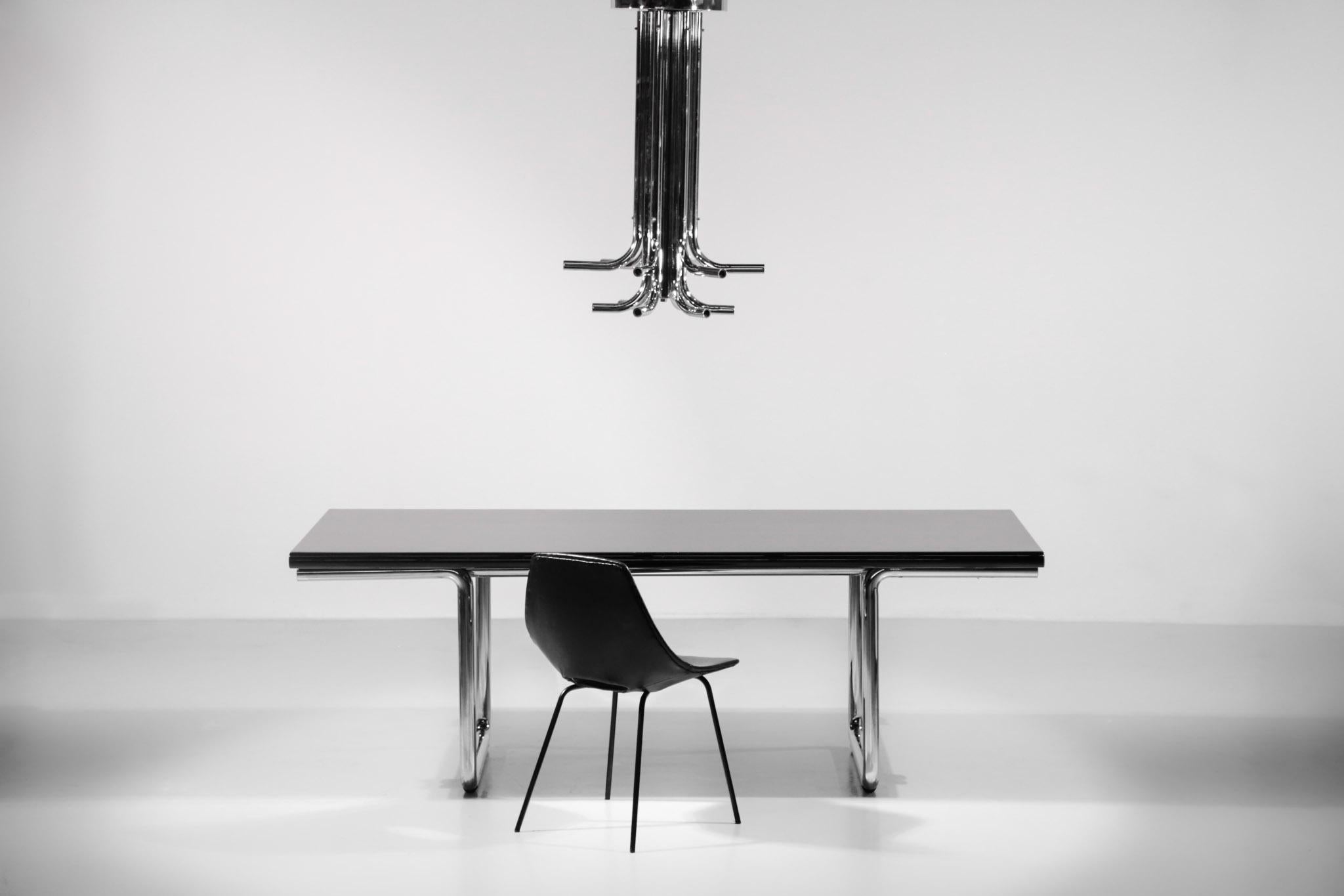 Mid-Century Modern Italian Desk / Dining Table Castelli 1970s Chrome
