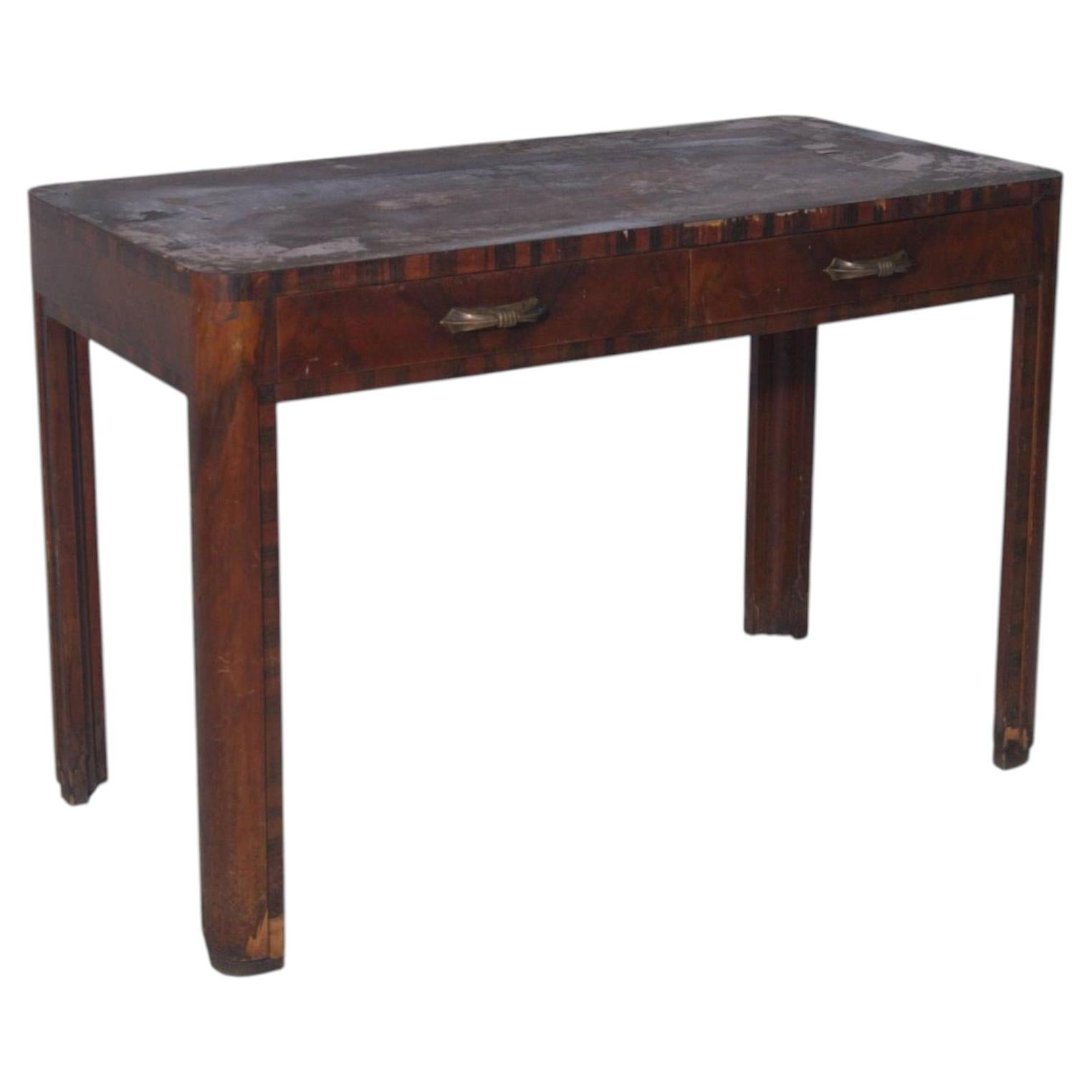 Italian desk from the Rationalist Art Deco period, with brass handles