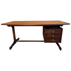 Vintage Italian Desk in Dark Wood in the Style of Gianfranco Frattini, circa 1960