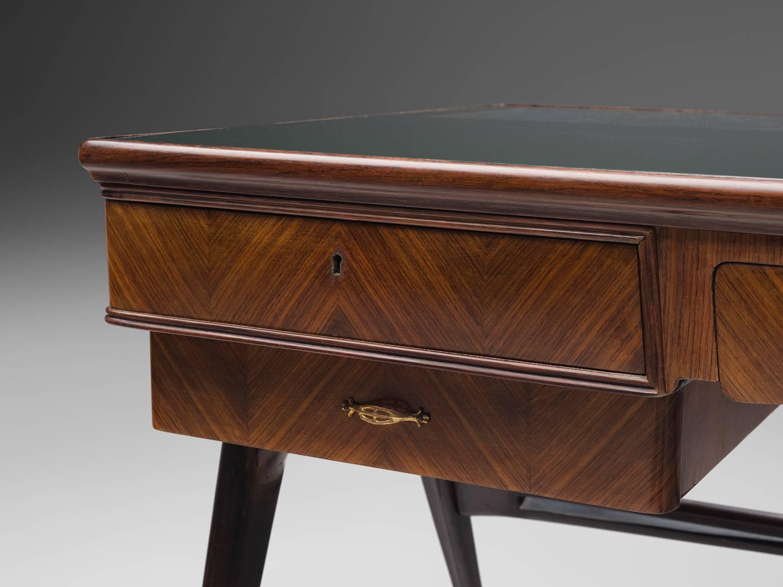 Italian Desk in Rosewood and Brass 1