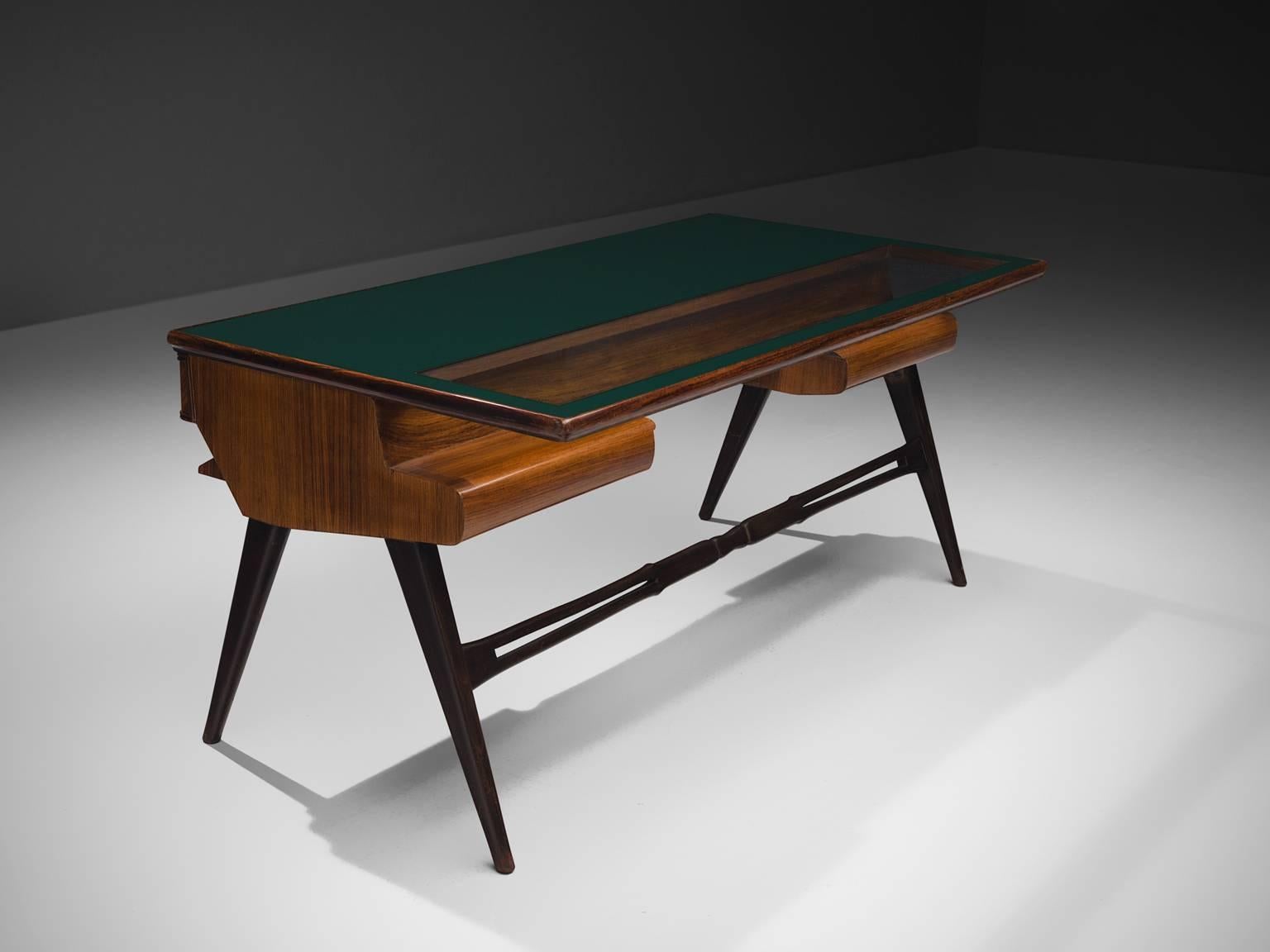 Italian Desk in Rosewood and Brass 2