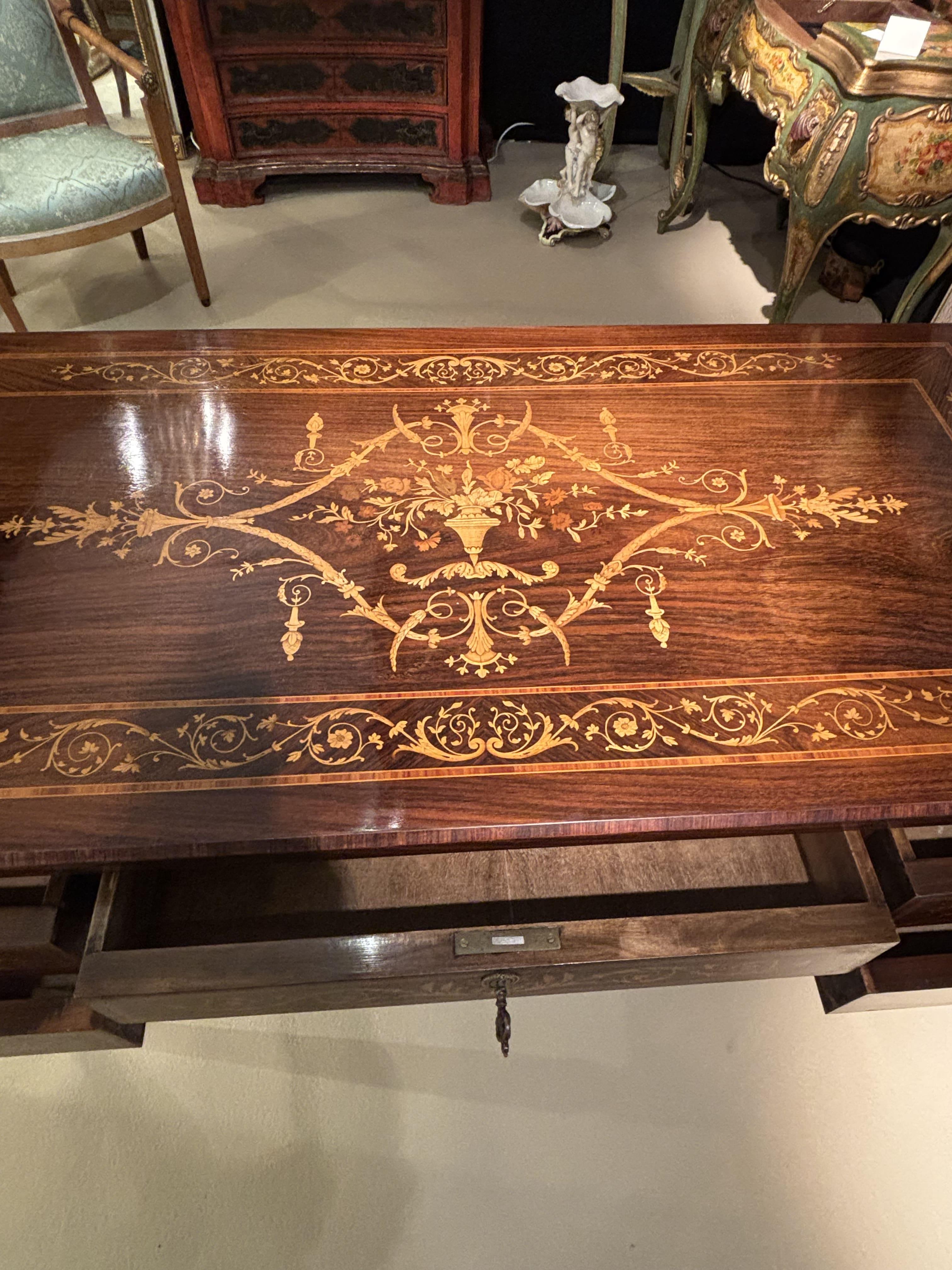 Wood Italian Desk In The Giuseppe Maggiolini Style - 20th Century For Sale
