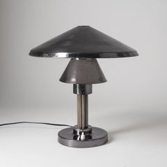 Italian Desk Lamp, 1950s, Patinated Nickel