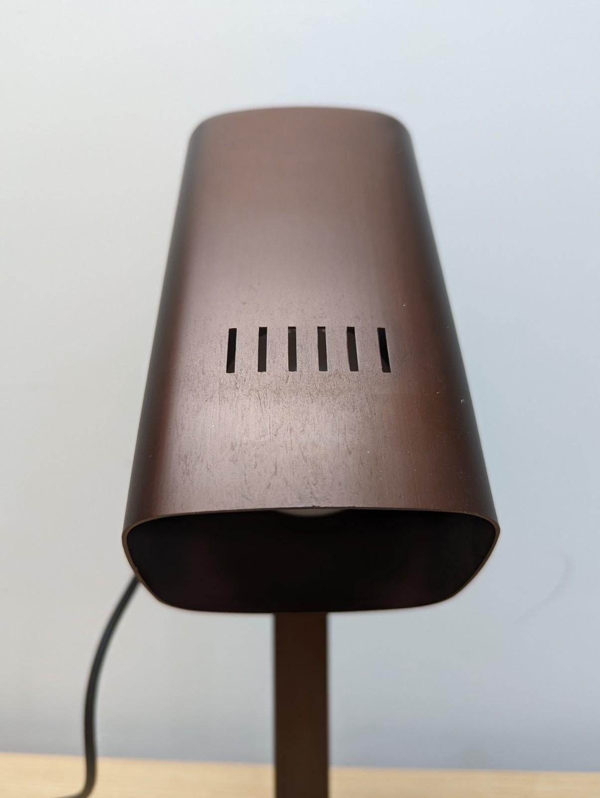 Italian Desk Lamp in Bronze and Silver For Sale 4