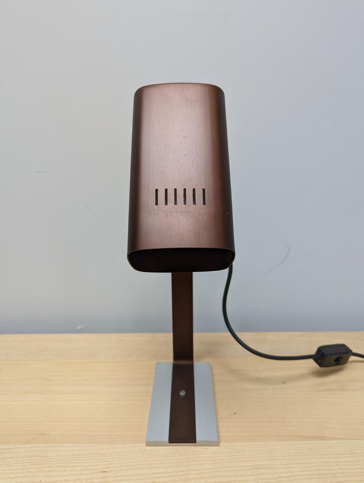 Brushed Italian Desk Lamp in Bronze and Silver For Sale