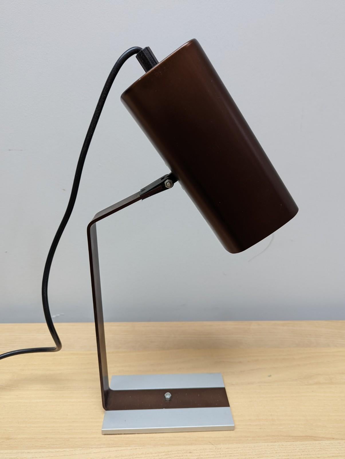 20th Century Italian Desk Lamp in Bronze and Silver For Sale