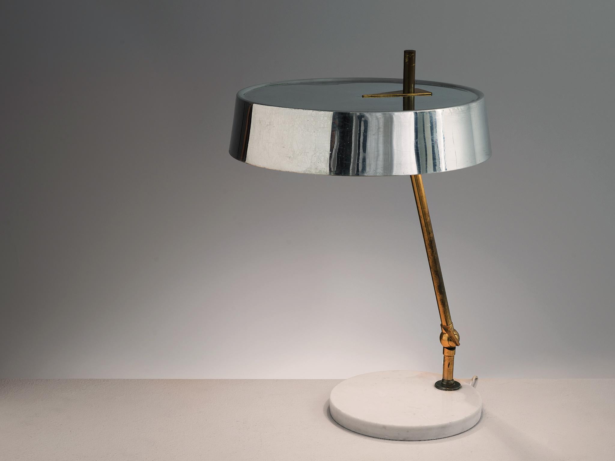 Mid-Century Modern Italian Desk Light in Marble and Brass