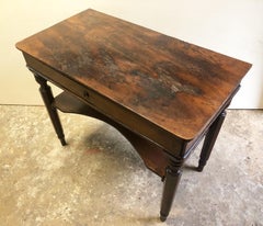 Italian Desk Solid Walnut with Drawer, Original from the End of the 19th Century