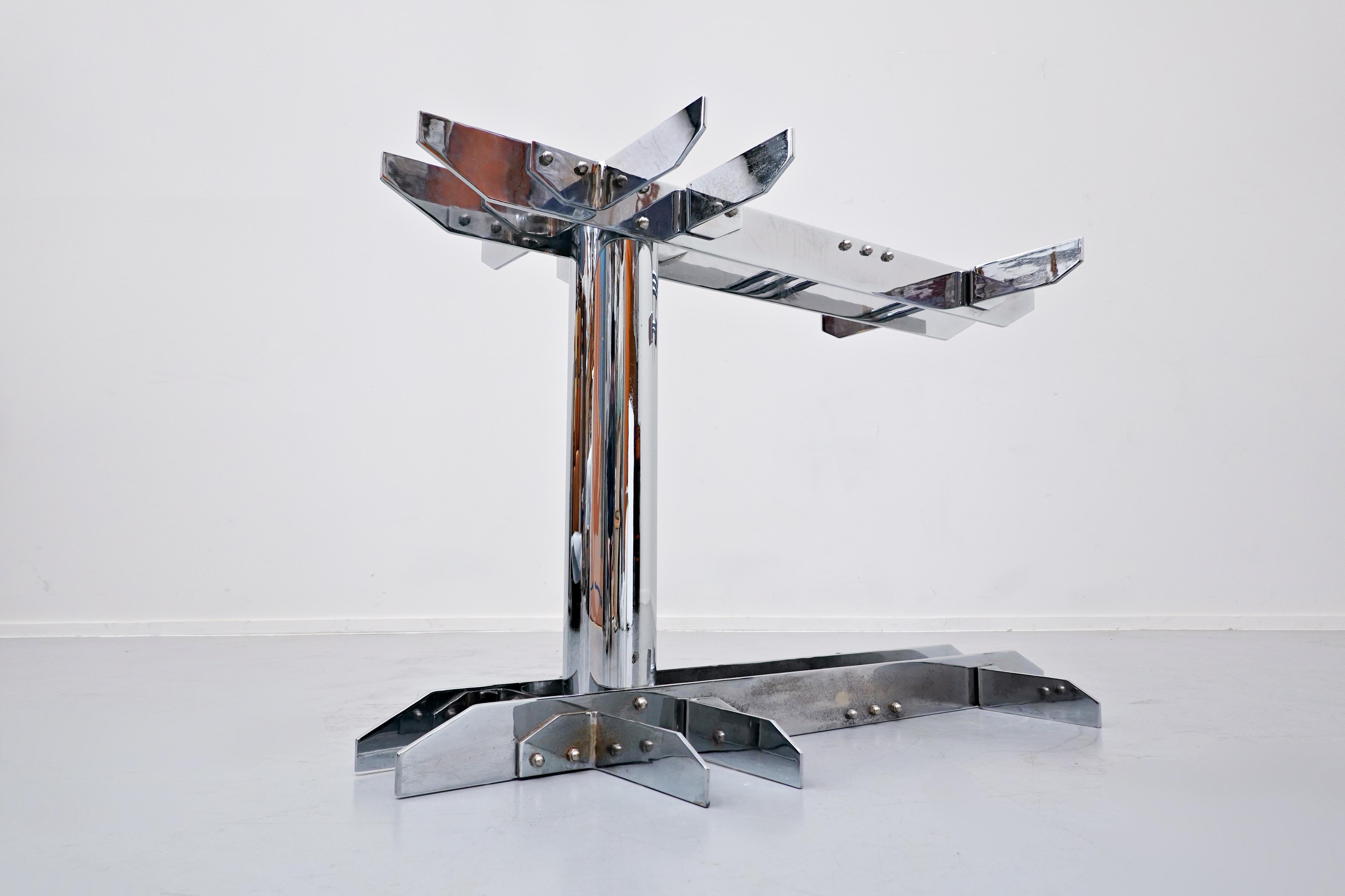 Italian Desk Table, Steel and Glass, 1970s 3