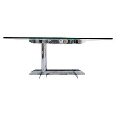 Italian Desk Table, Steel and Glass, 1970s