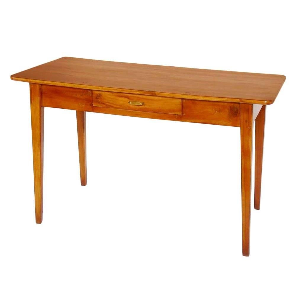 Italian Desk with Drawer Directoire All Cherrywood Restored and Wax-Polished For Sale