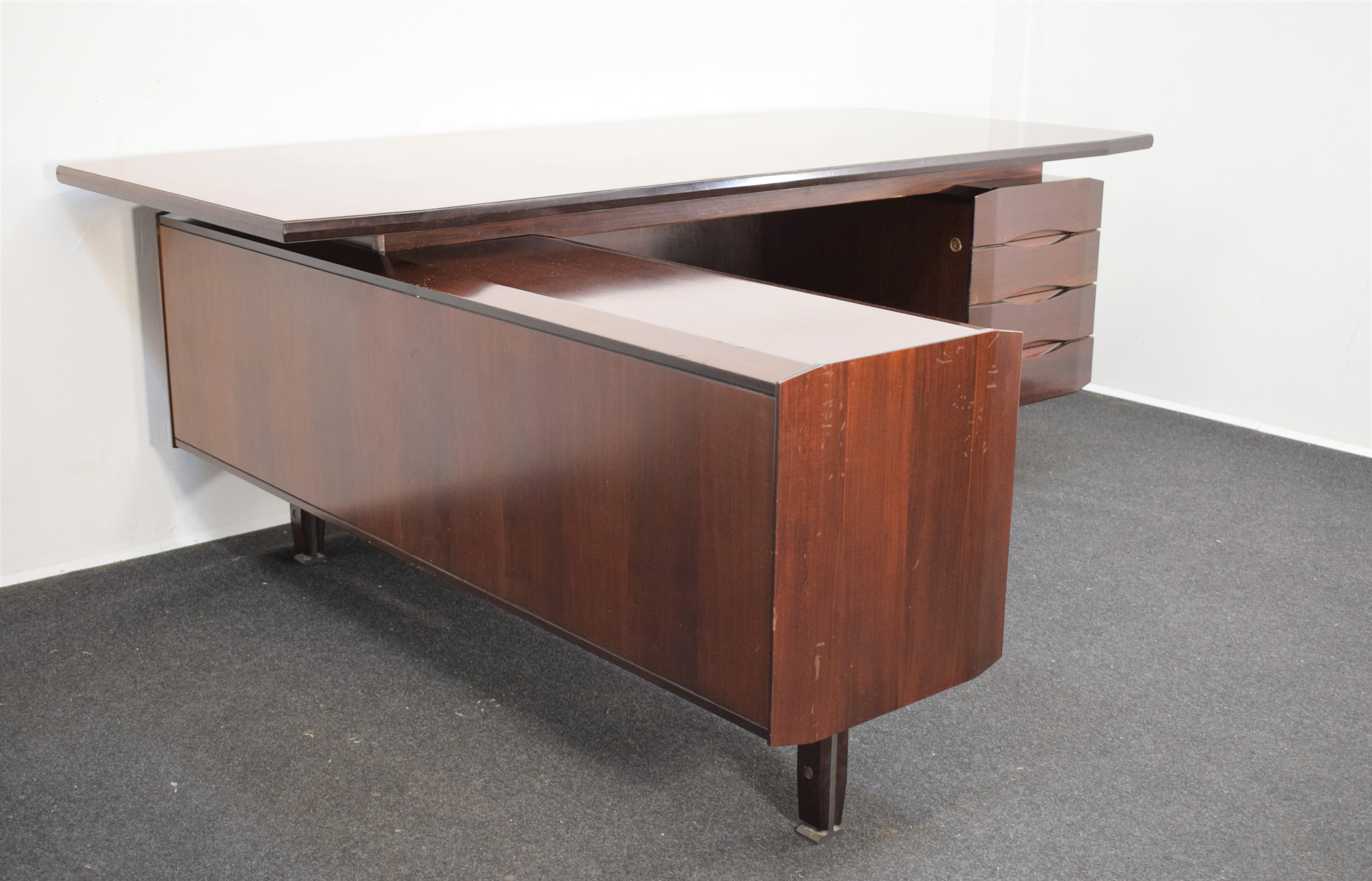 Mid-20th Century Italian Desk, Wood and Metal, 1960s