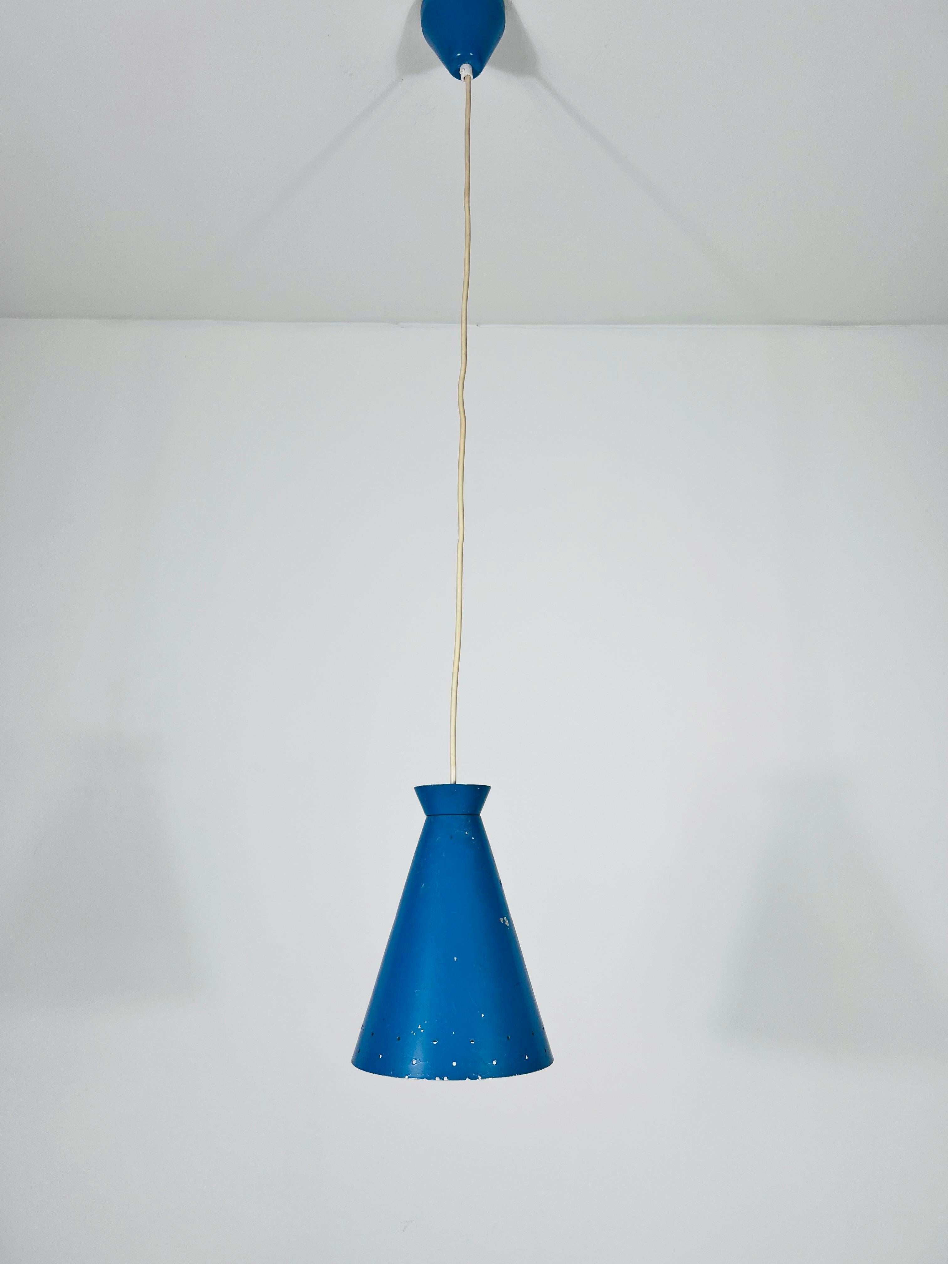 Mid-Century Modern Lampe suspendue italienne Diabolo bleu, années 1950, Italie en vente