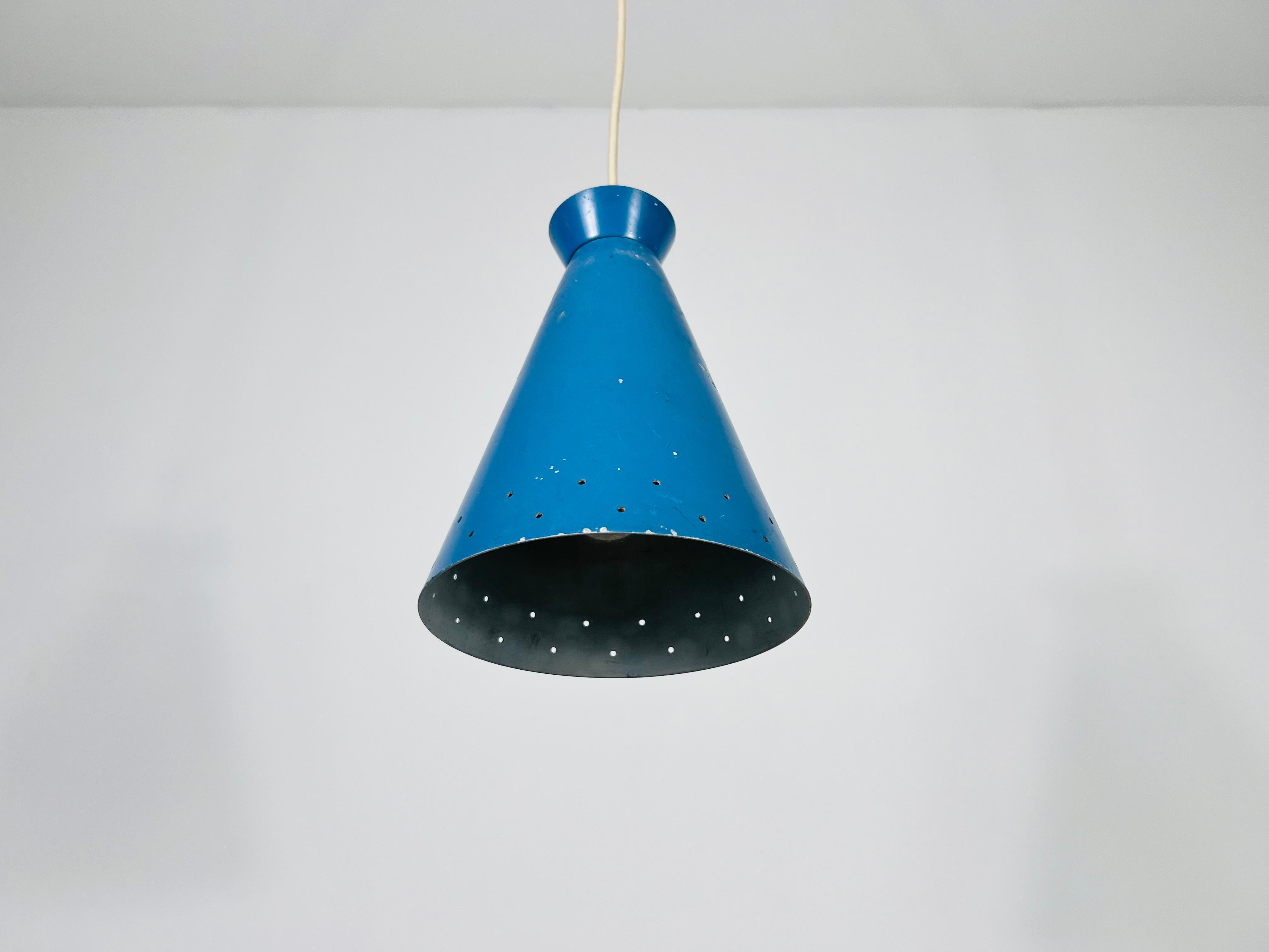 Milieu du XXe siècle Lampe suspendue italienne Diabolo bleu, années 1950, Italie en vente
