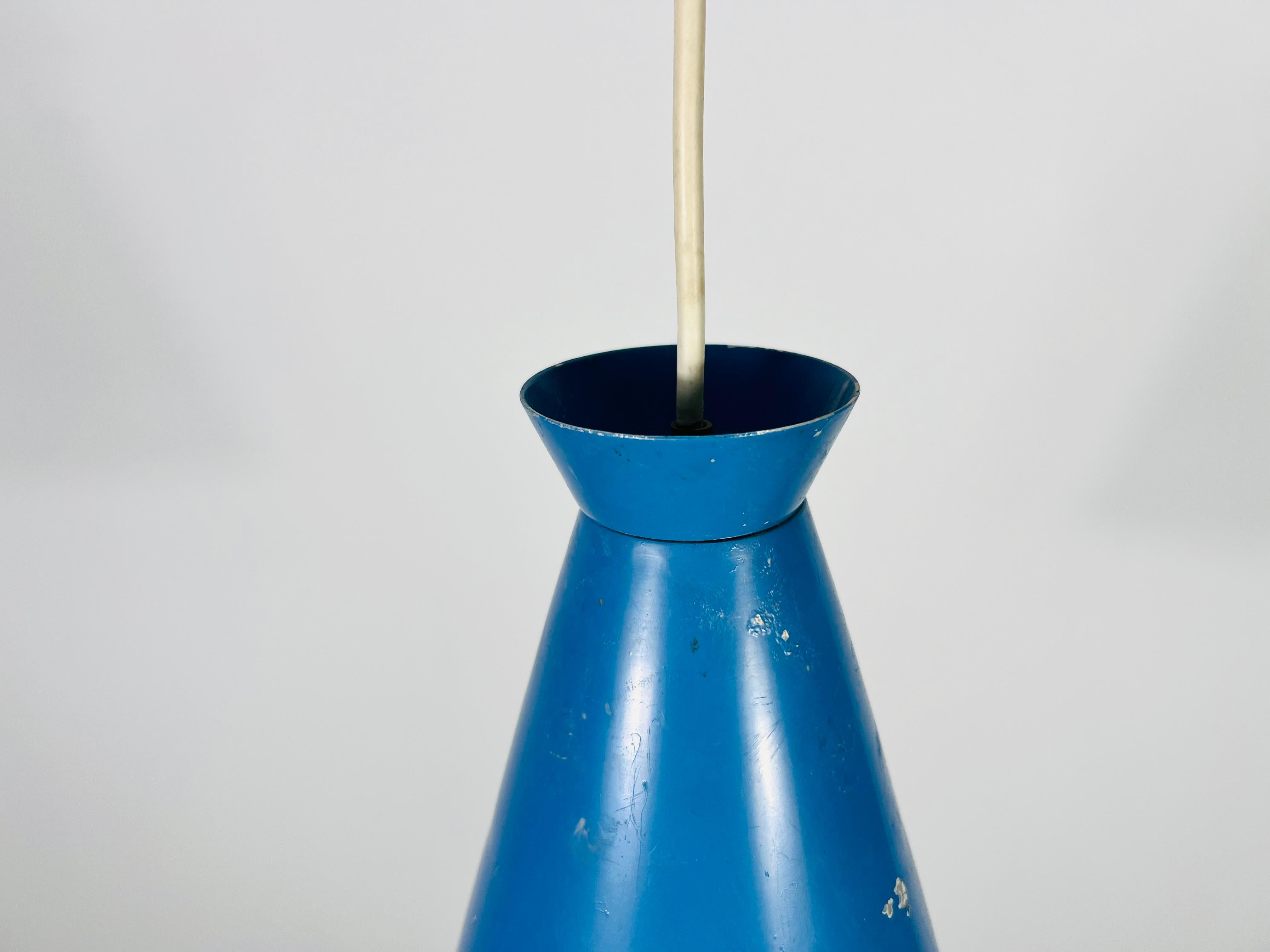 Lampe suspendue italienne Diabolo bleu, années 1950, Italie en vente 2