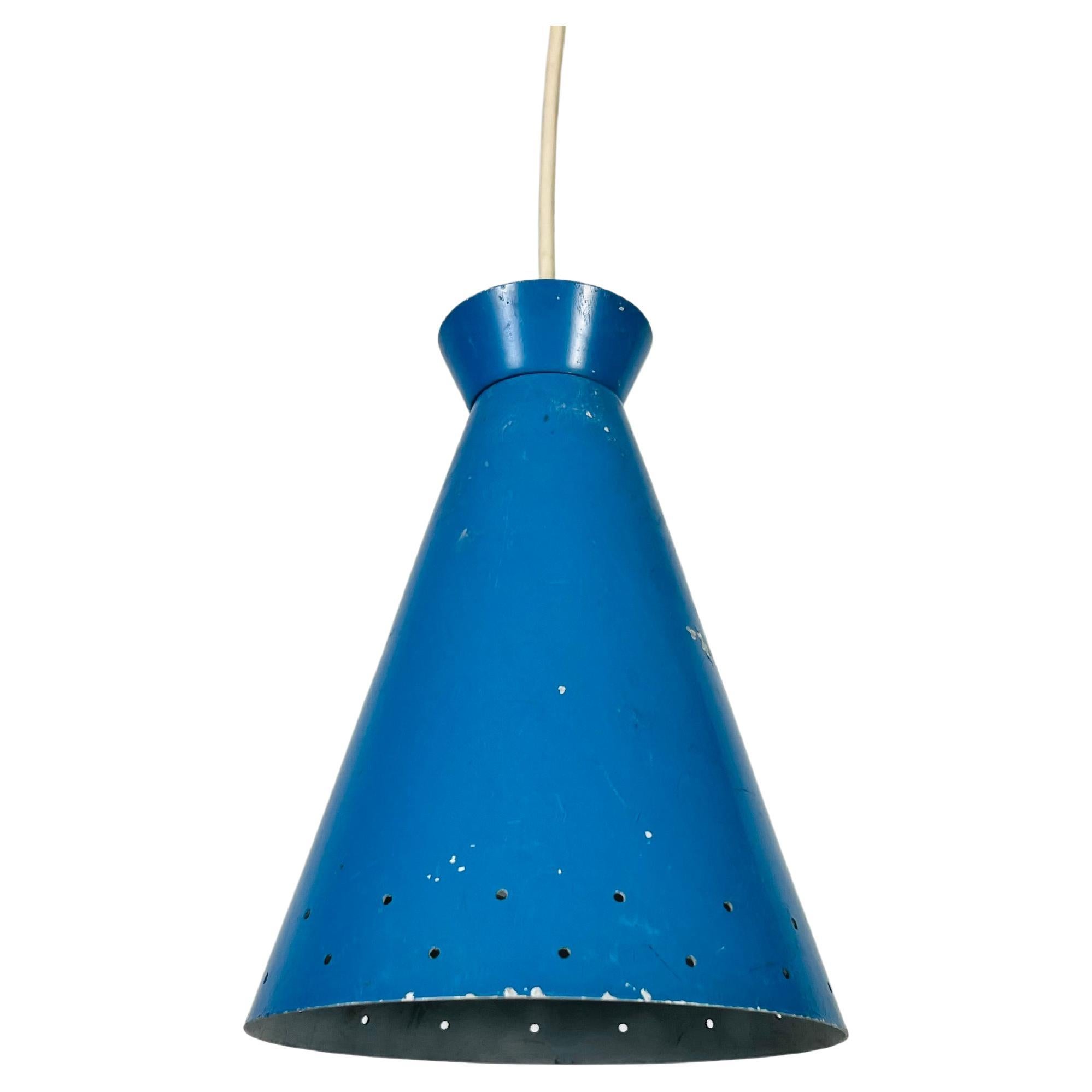 Italian Diabolo Blue Hanging Lamp, 1950s, Italy