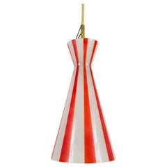 Italian Diabolo Red and White Glass Hanging Lamp, 1950s, Italy