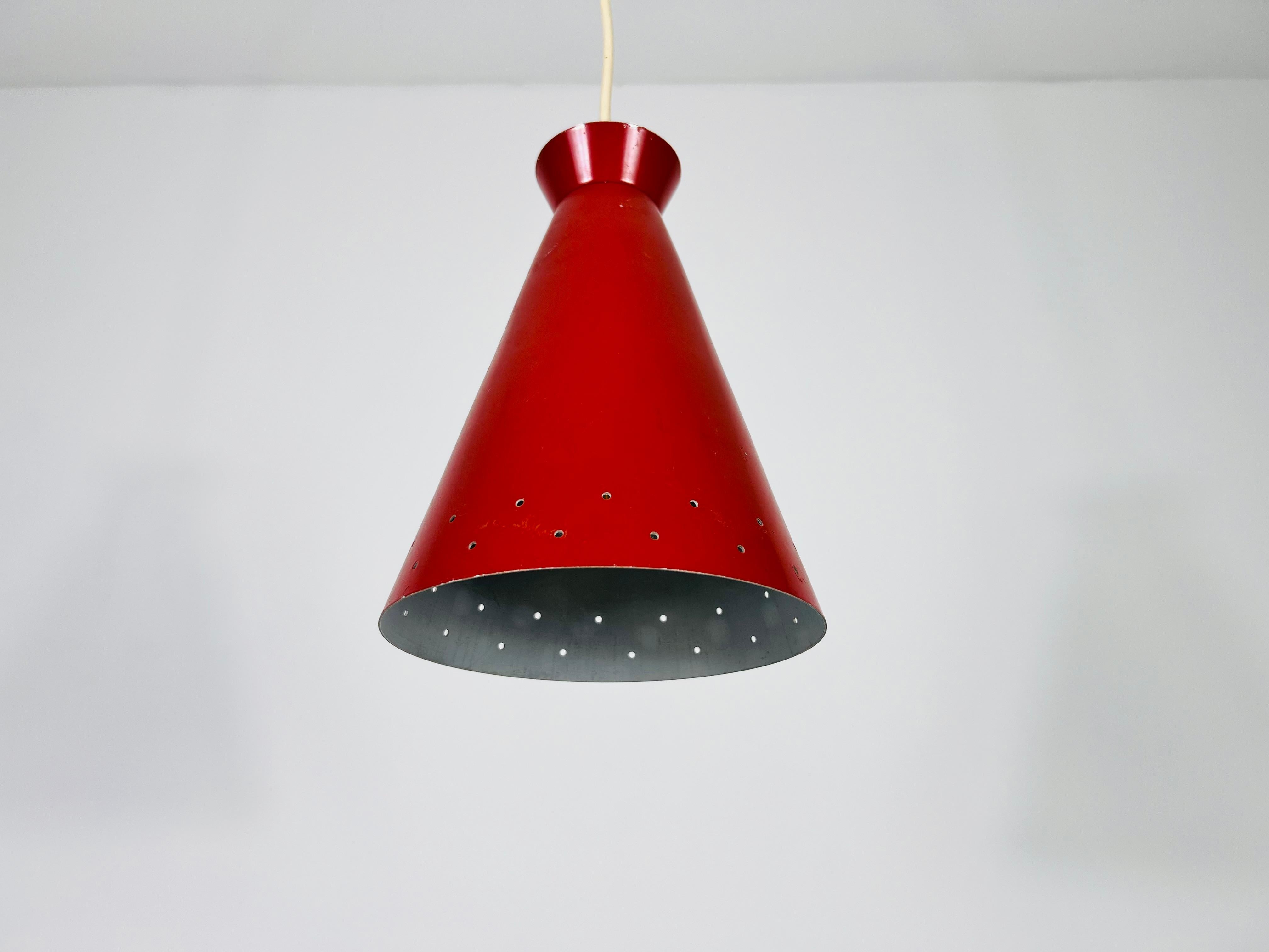 Mid-Century Modern Italian Diabolo Red Hanging Lamp, 1950s, Italy For Sale