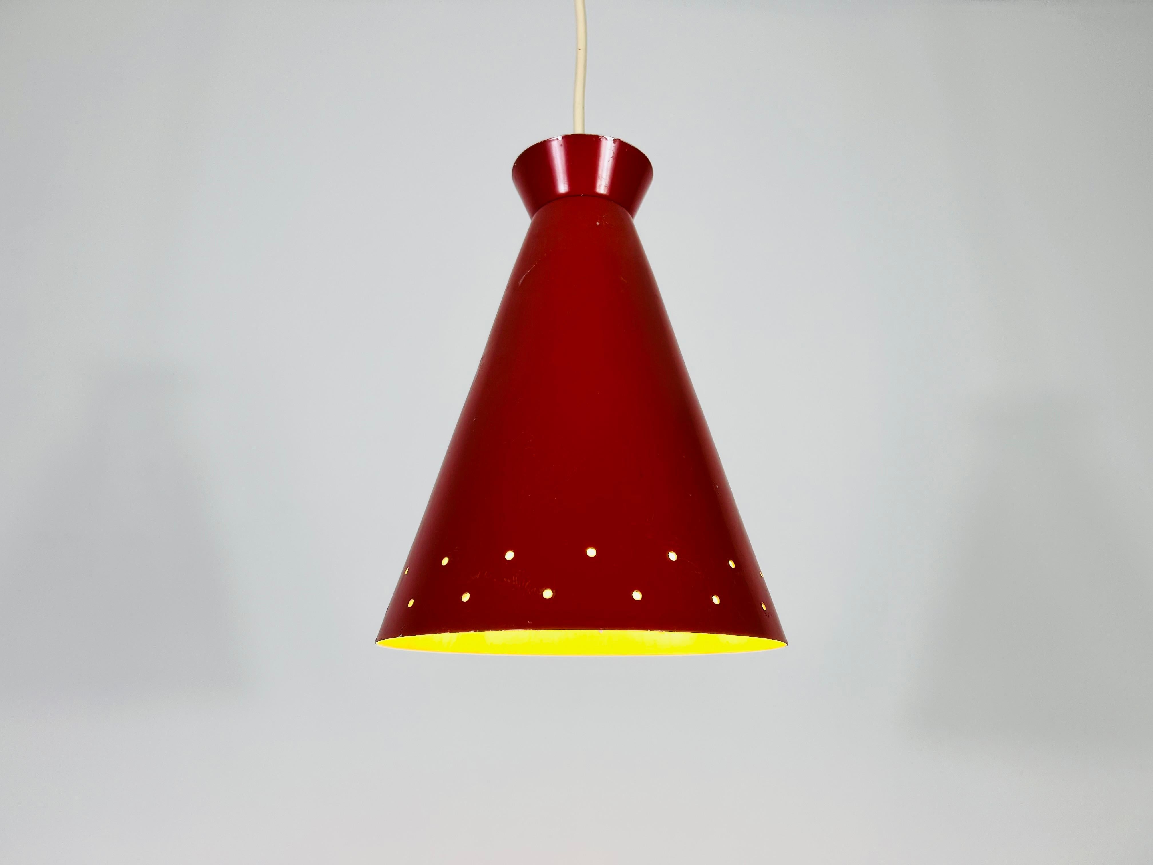 Italian Diabolo Red Hanging Lamp, 1950s, Italy For Sale 1