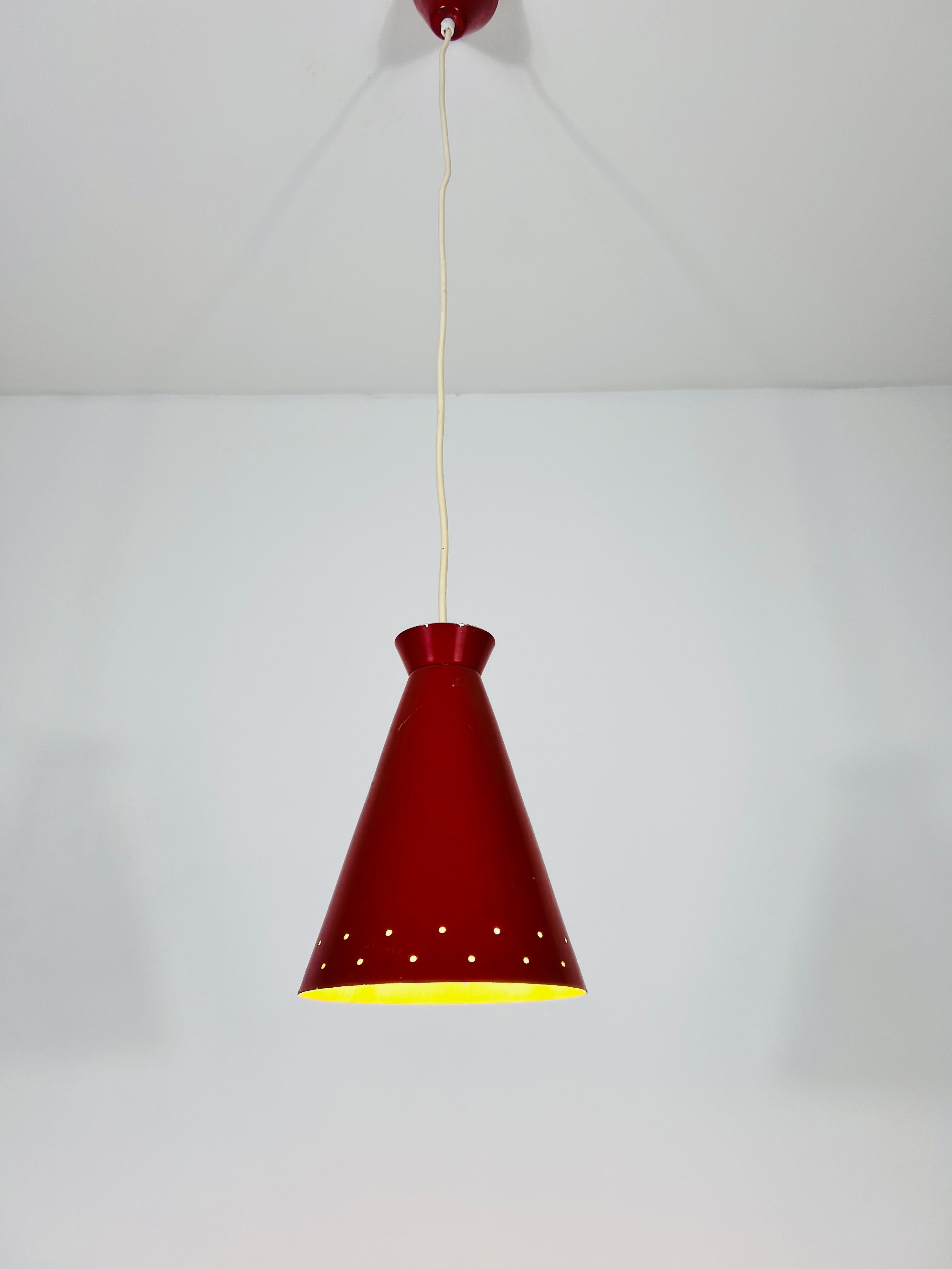 Italian Diabolo Red Hanging Lamp, 1950s, Italy For Sale 2