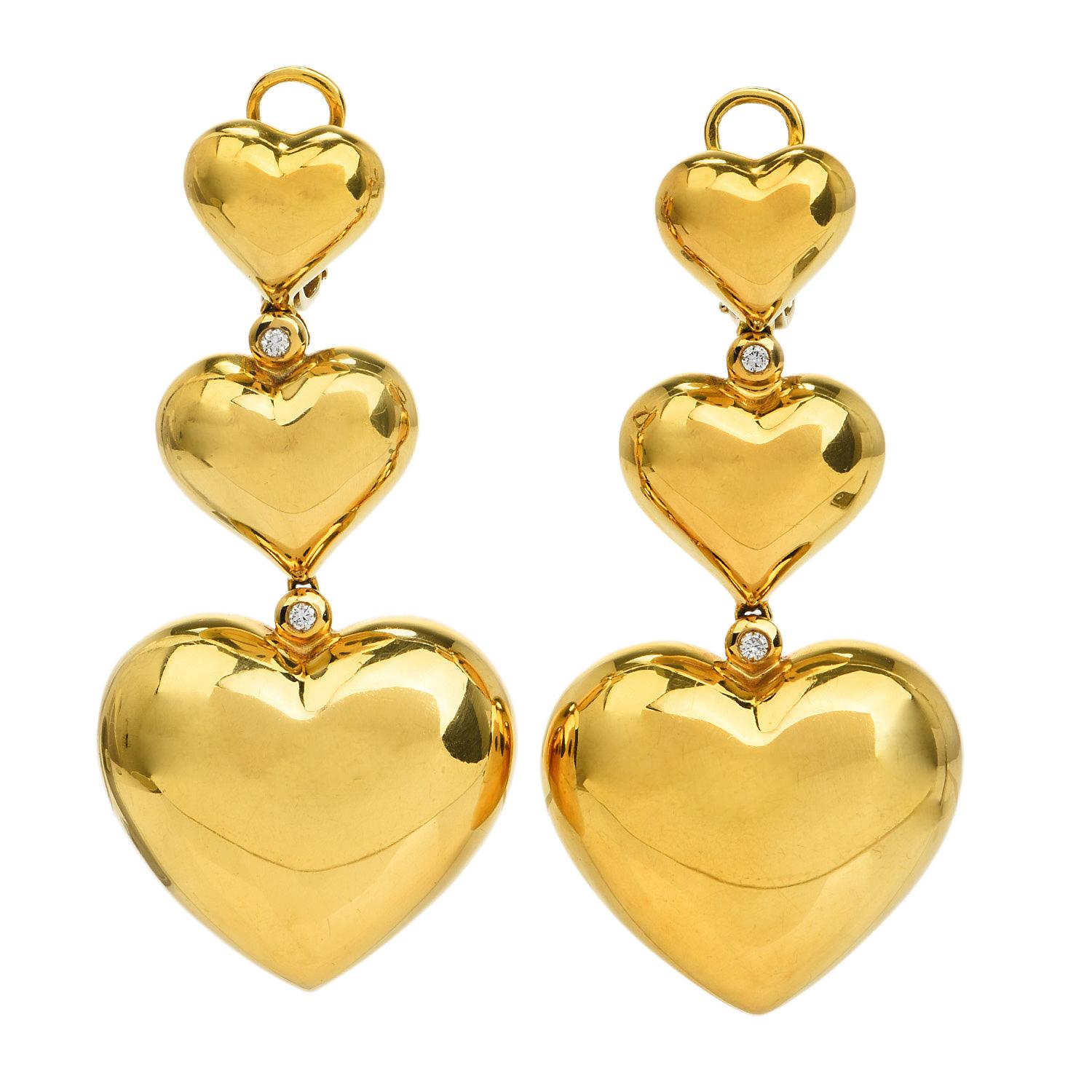 large heart earrings gold