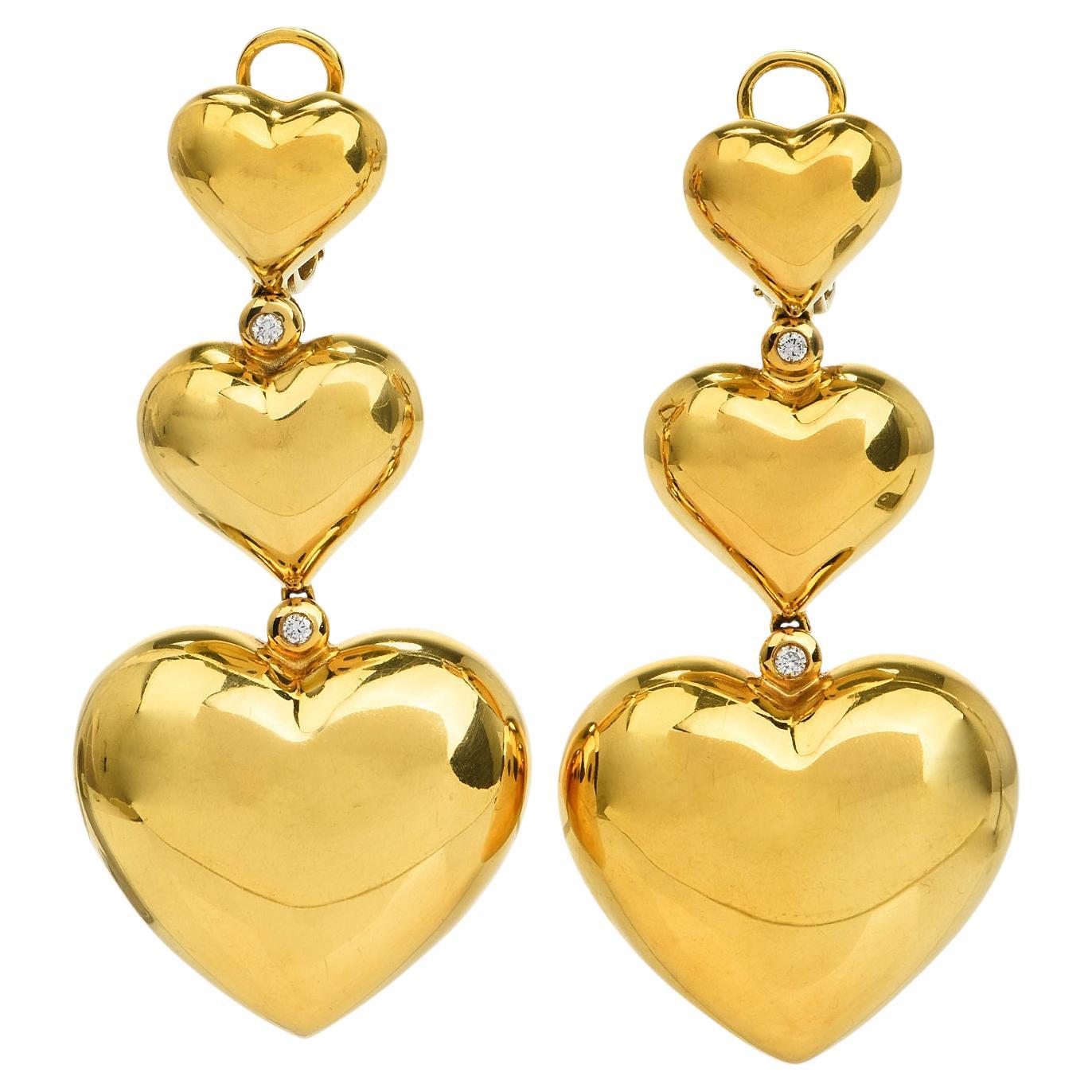 Large Heart Rhinestone Crystal Dangle Earrings Statement Drop Earrings  Brides Silver Love Heart Stud Earrings for Women Girls Heavy