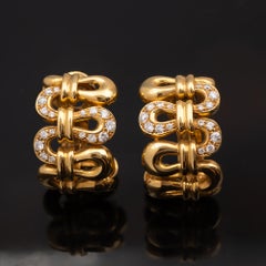 Italienischer Diamant und 18k Gelbgold Skulpturale Wellen-Ohrringe