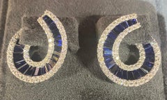 Italian Diamond and Sapphire Swirl Earrings