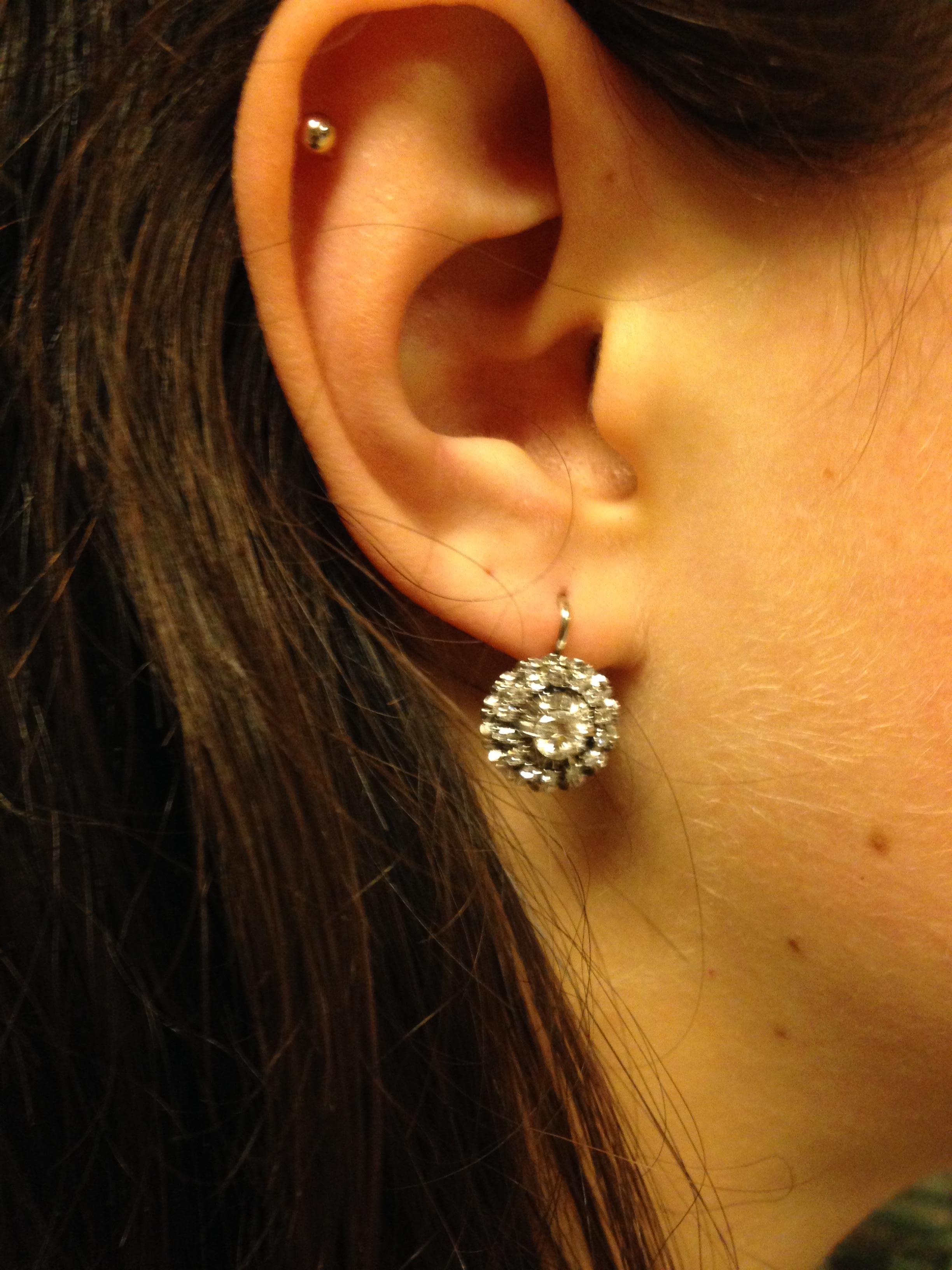 Italian Diamond and White Gold Cluster Earrings, 20th Century 2