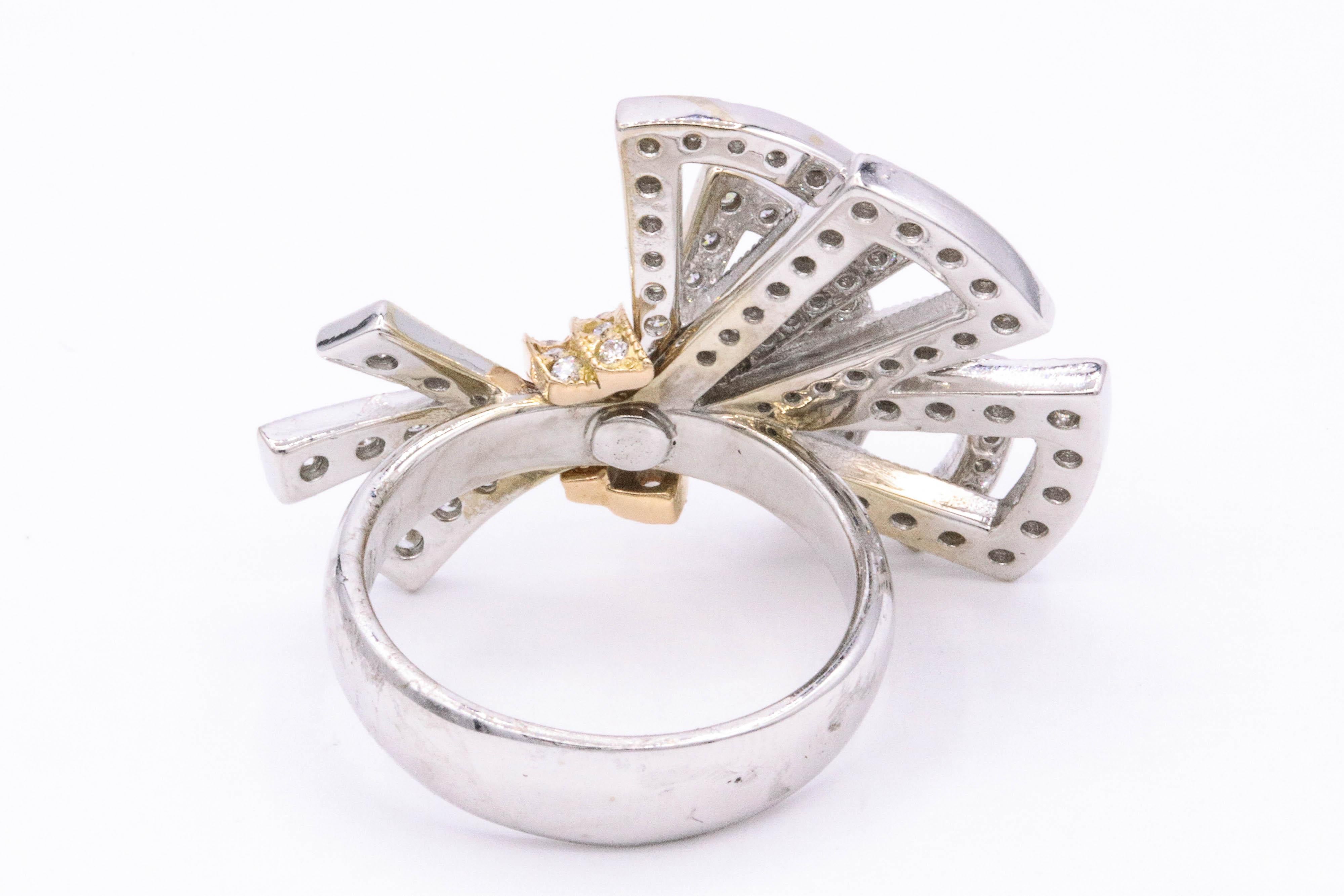Italian Diamond Bow Ring 1.11 Carat 18 Karat In New Condition In New York, NY