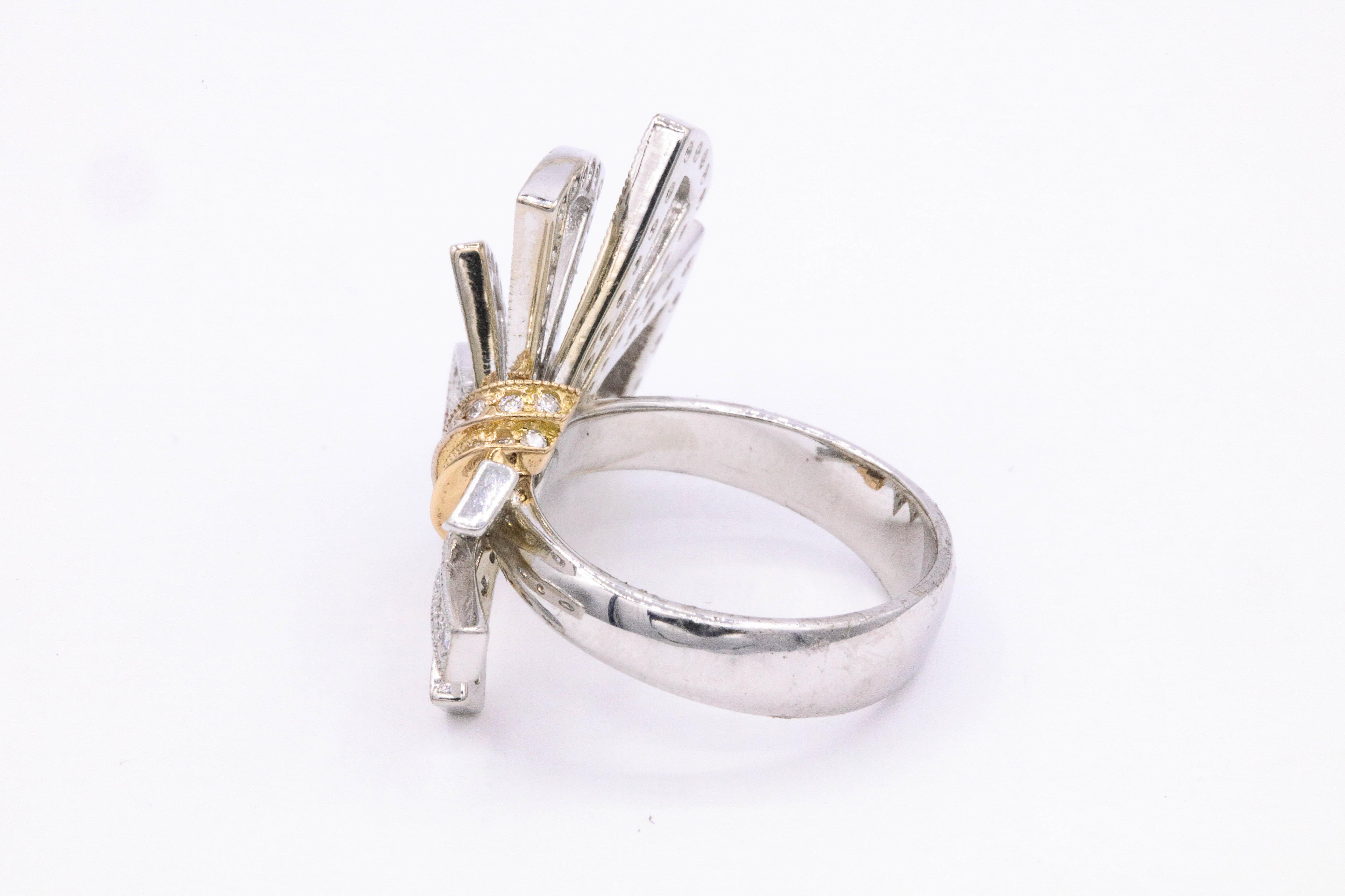 Italian Diamond Bow Ring 1.11 Carat 18 Karat 1