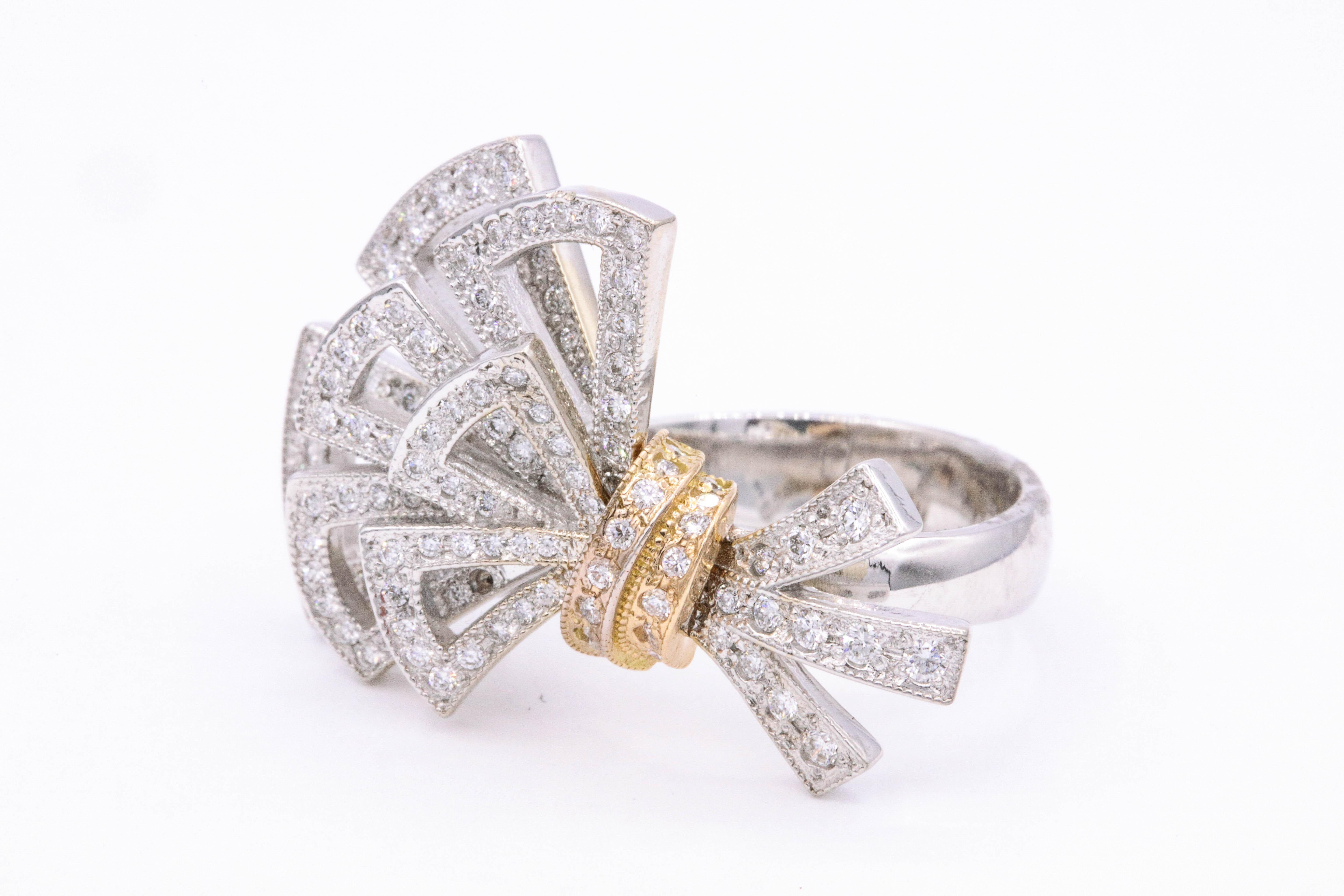 Italian Diamond Bow Ring 1.11 Carat 18 Karat 2