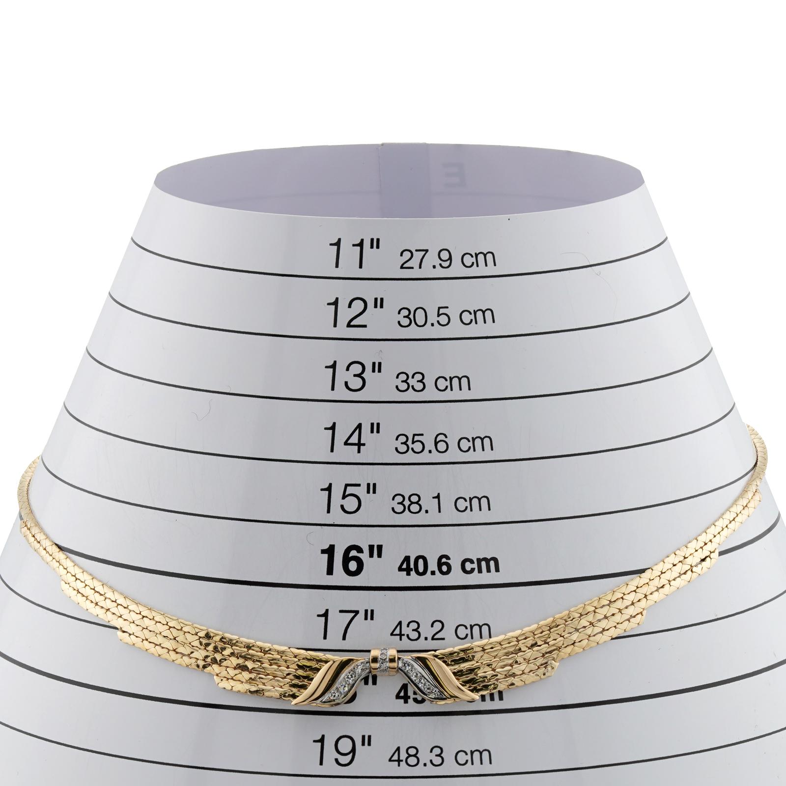 Italienische Diamant-Halskette aus Gelbgold mit Schleife im Angebot 1