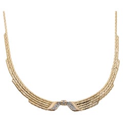 Italian Diamond Bow Yellow Gold Necklace