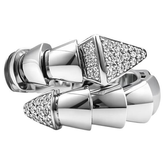 Italian Diamond Bypass Ring in 18K Gold – 0.33 Carats (Serpent ring) in vendita