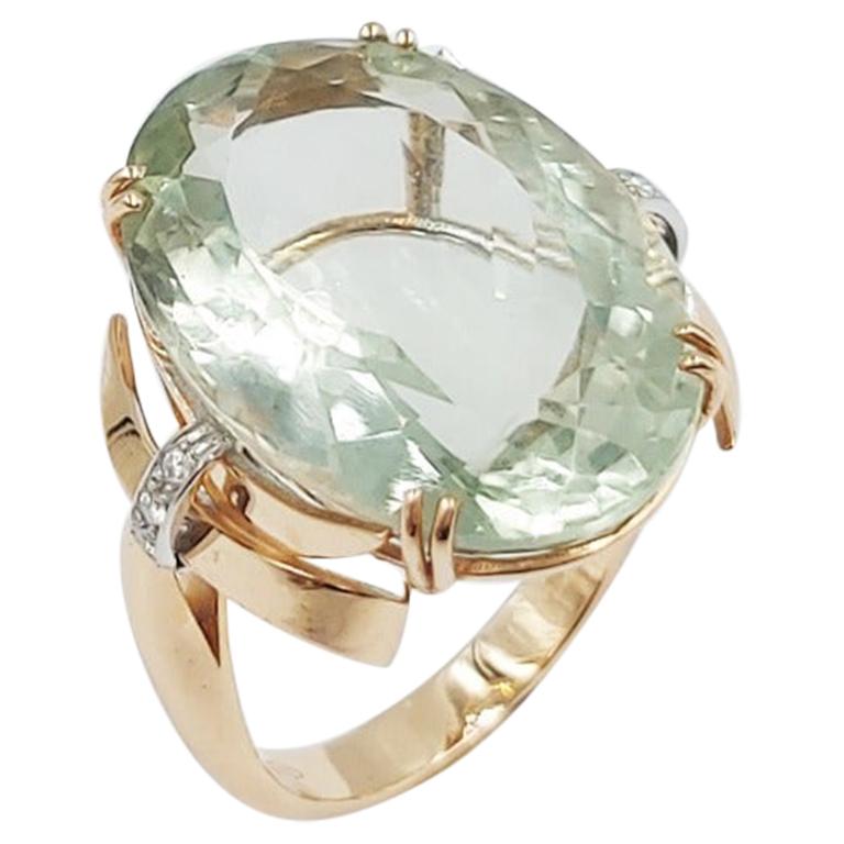 Italian Diamond Citrin Quartz 18 Carats Yellow Gold Ring
