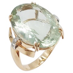 Italienischer Diamant-Zitrin-Quarz-Ring aus 18 Karat Gelbgold