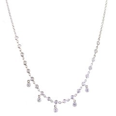 Italian Diamond Drop 18 Karat White Gold Necklace