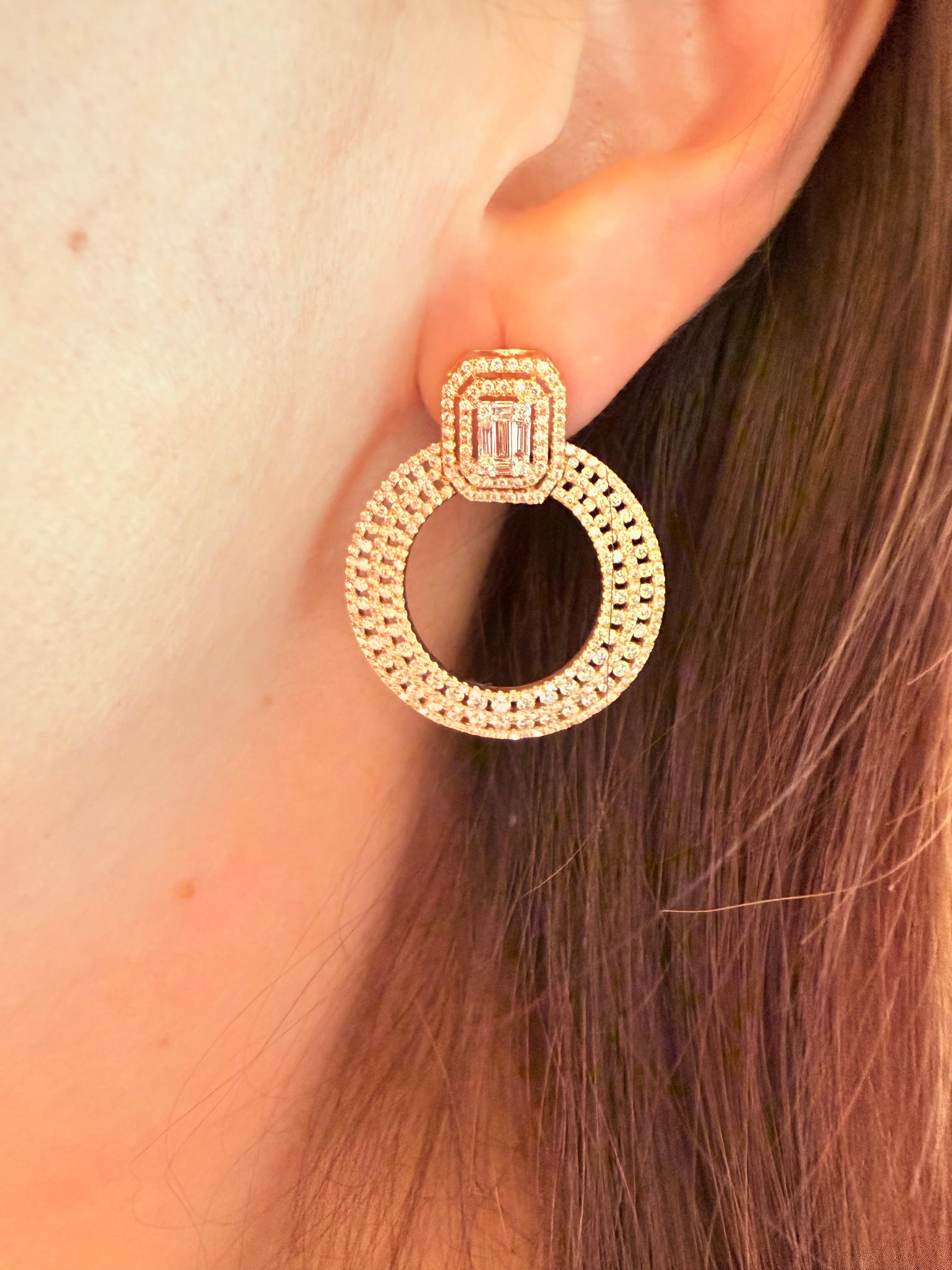 Orecchini di diamanti italiani in oro rosa 18 carati in vendita 4