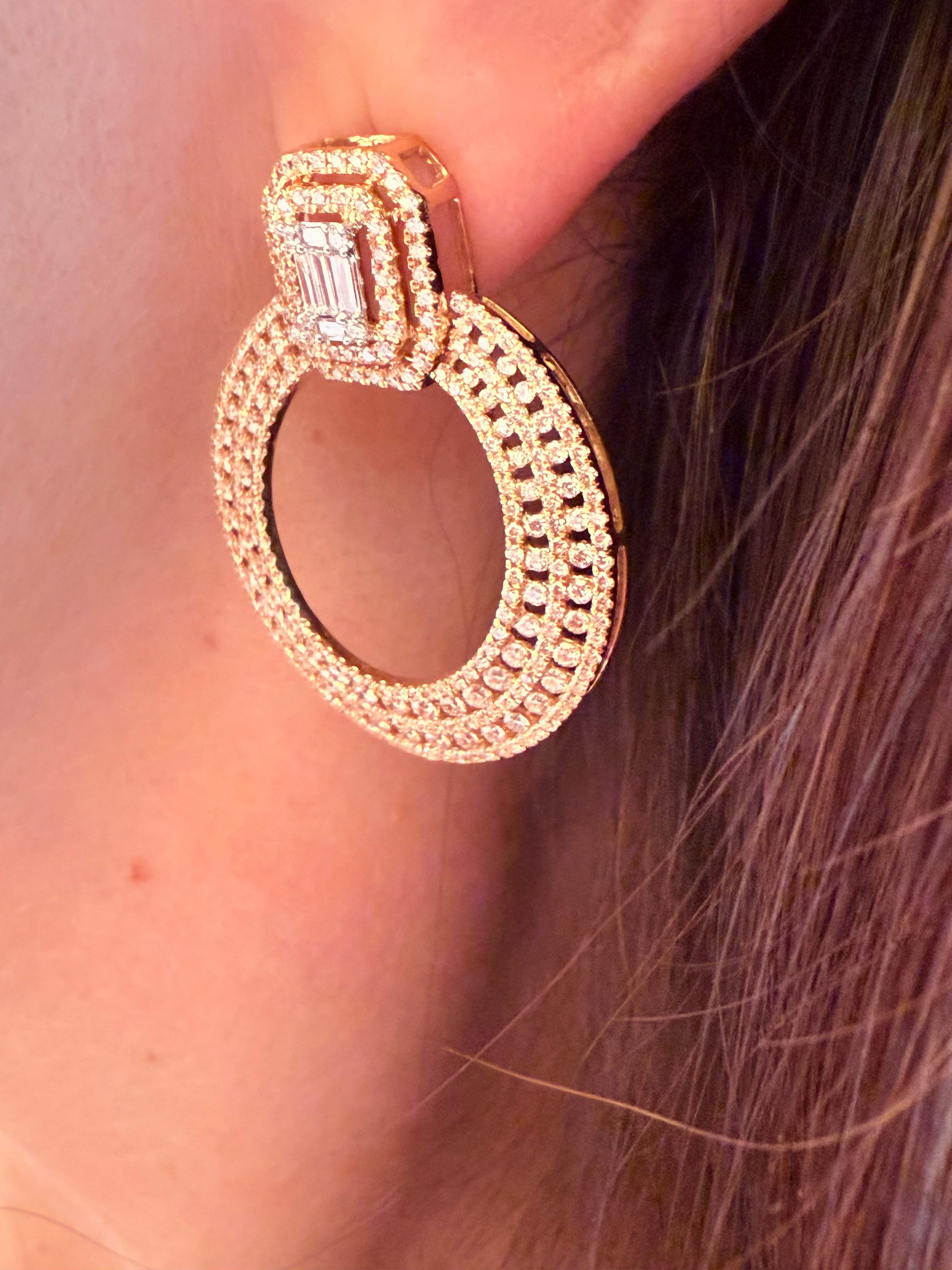 Orecchini di diamanti italiani in oro rosa 18 carati in vendita 2