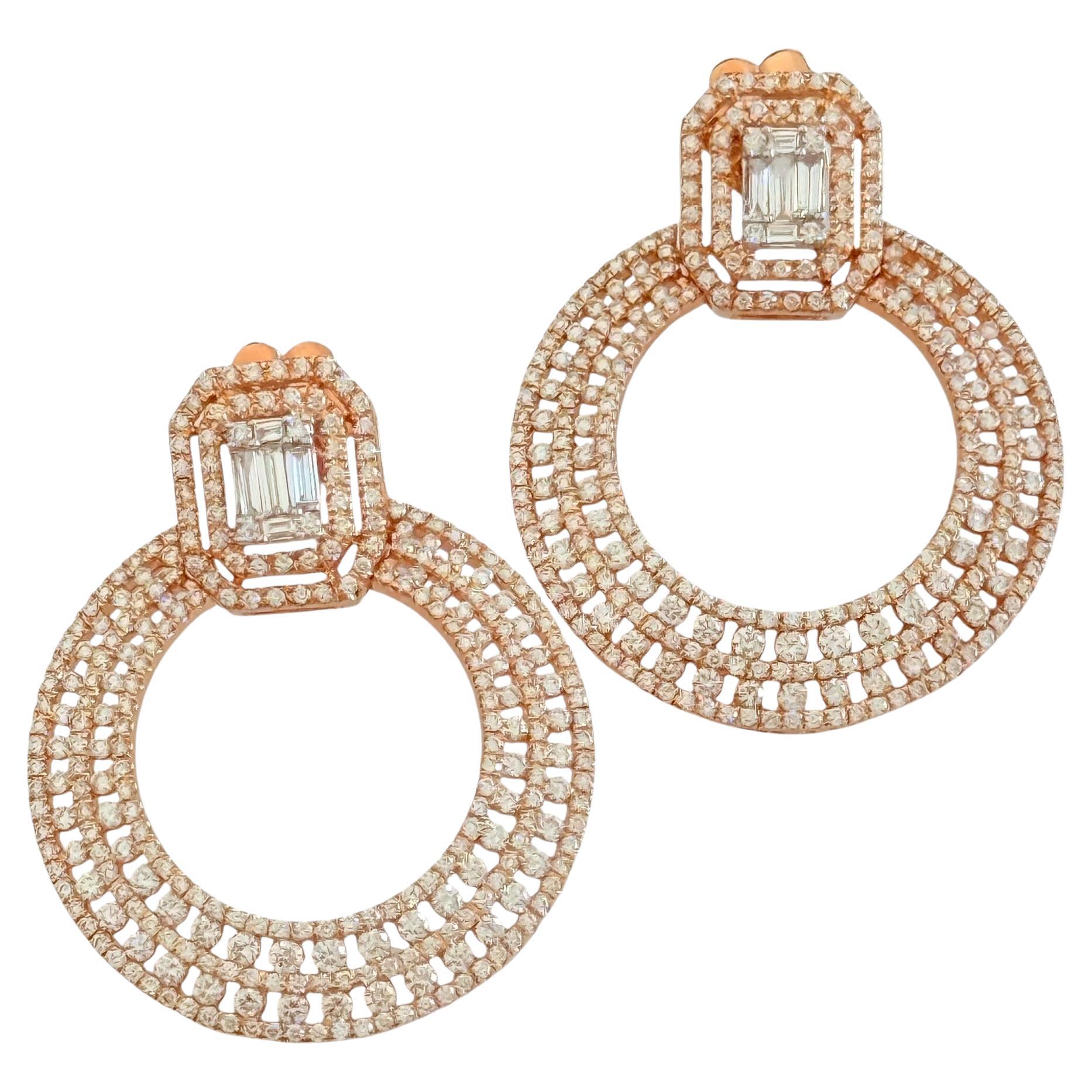 Orecchini di diamanti italiani in oro rosa 18 carati