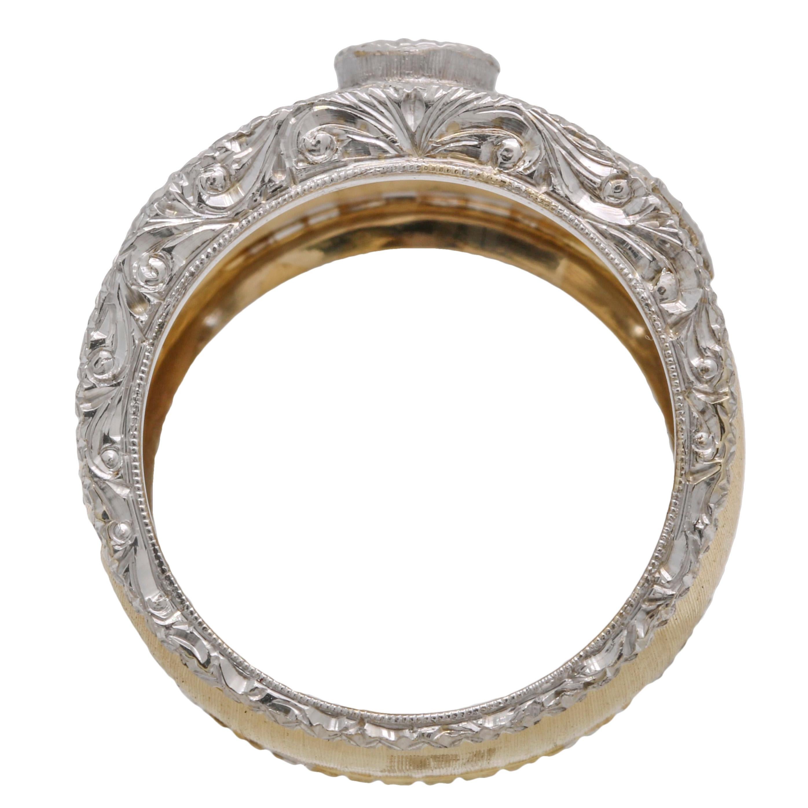 Italienischer Diamant-Statement-Ring aus 18 Karat Gelbgold mit florentinischer Oberfläche im Angebot 1