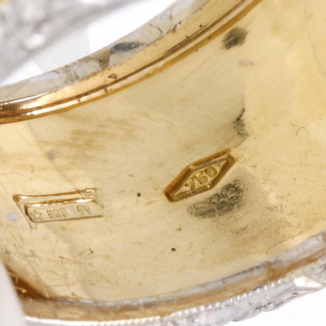 Italienischer Diamant-Statement-Ring aus 18 Karat Gelbgold mit florentinischer Oberfläche im Angebot 2