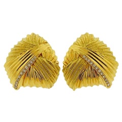 Italian Diamond Gold Large Earrings