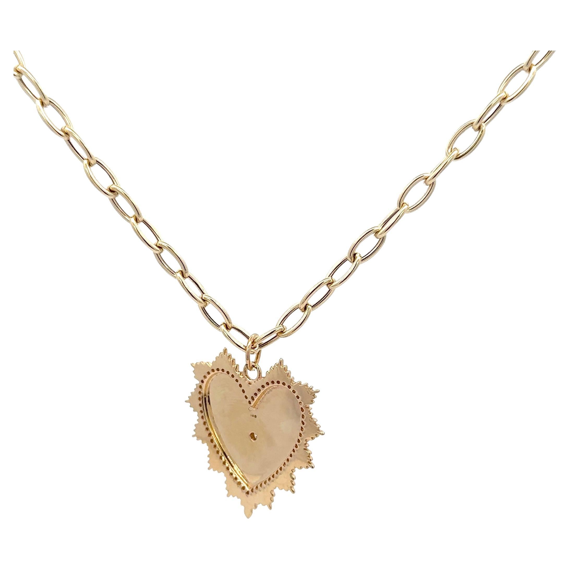 Italian made, this Vintage inspired heart pendant features an outline of round brilliants on an oval link chain, 18 inches.
Heart 1.13 inches length x 1.13 inches wide
Oval Link 7.4 mm x 4.4 mm wide

Chain & pendant can be sold separately
DM for