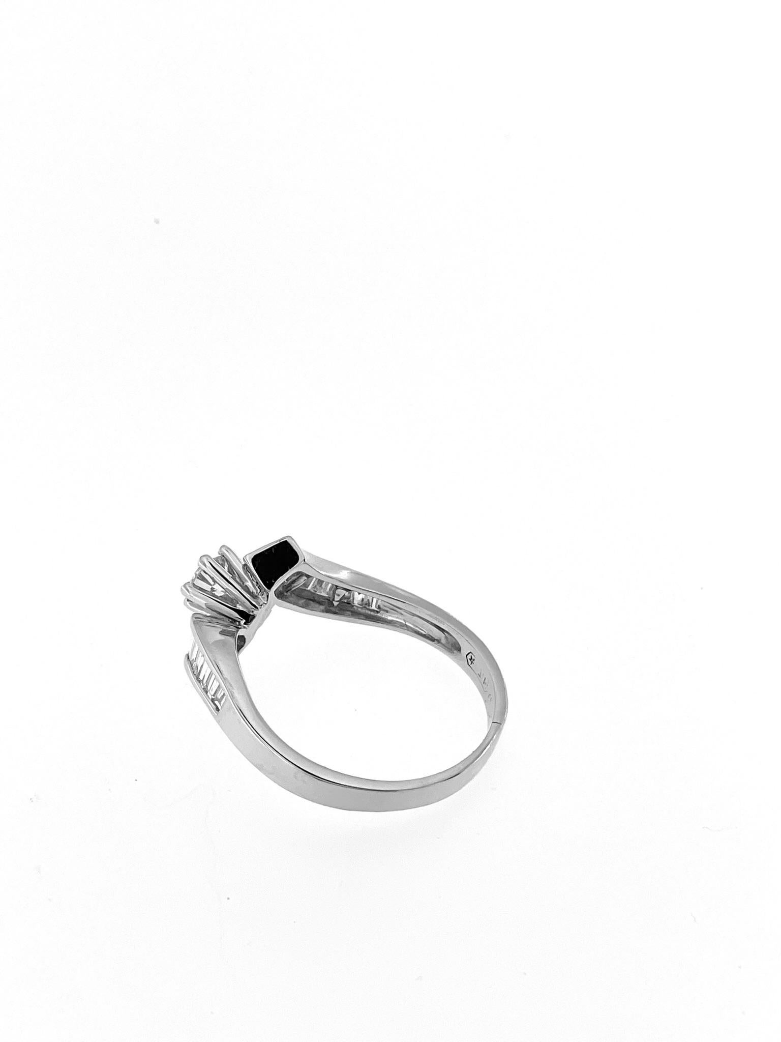 Mixed Cut Italian Diamond Ring 18 karat White Gold For Sale