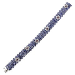 Pulsera Bomba Italiana de Diamantes, Rubíes y Zafiros, 18k